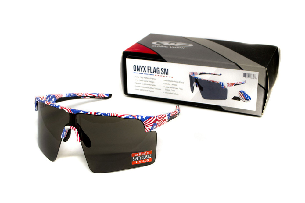 Окуляри захисні Global Vision Onyx USA Flag (gray), сірі в оправі прапор США Запоріжжя - фото 10
