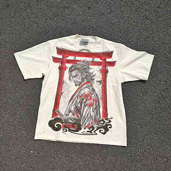 Футболка чоловіча з принтом аніме Аніме Вагабонд Мійамото Мусасхі оверсайз (S/M/L) Черний Дніпро