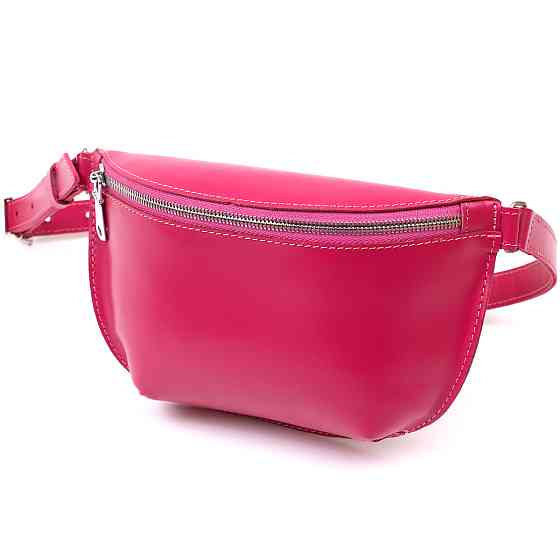 Модная женская бананка из натуральной кожи Shvigel 16392 Малиновый Киев