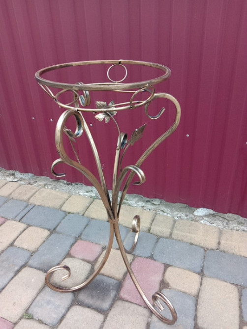 Подставка кованая для цветов «Тюльпан» на 1 вазон, стойка под цветы, вазон Киев - изображение 2