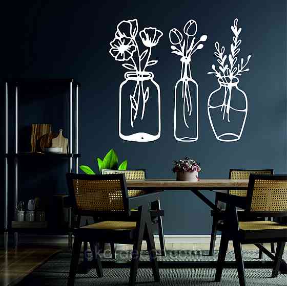 Декоративное настенное Панно «Цветы в баночке» Декор на стену 90*103 см, Белый Киев