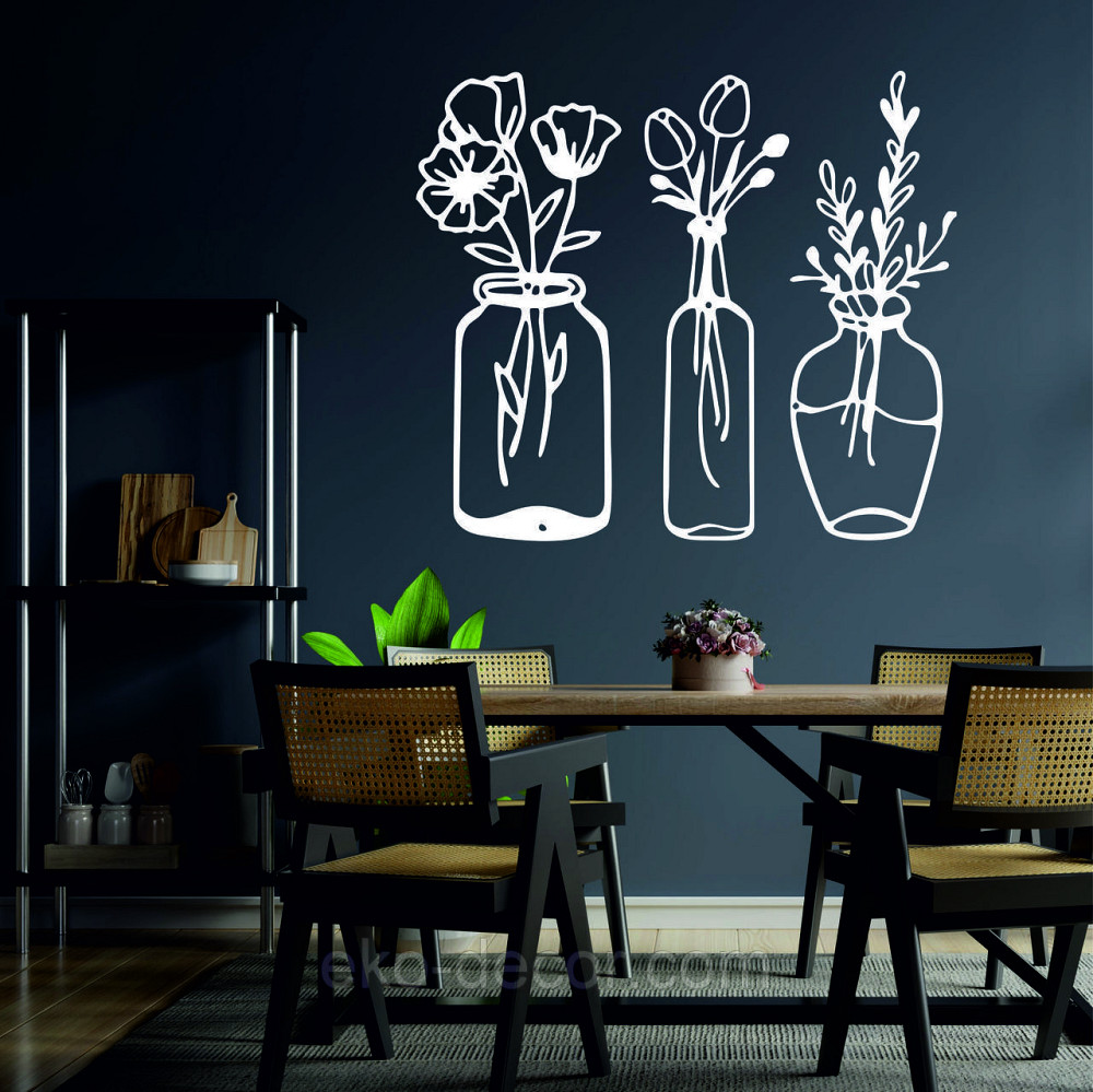 Декоративное настенное Панно «Цветы в баночке» Декор на стену 90*103 см, Белый Киев - изображение 1