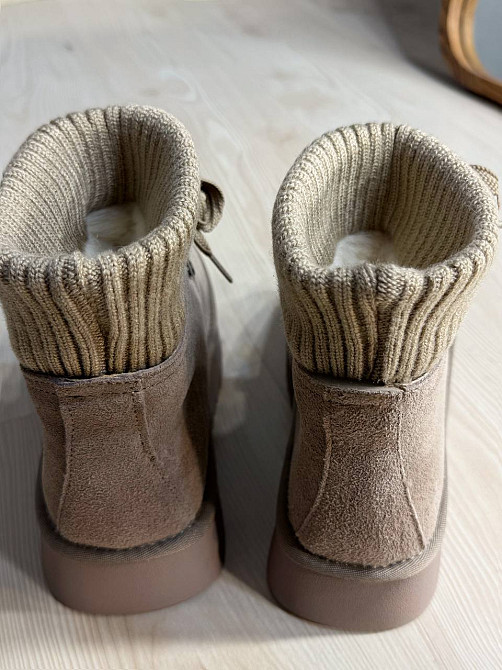 Угги женские Hengji 007-3 замшевые шнуровка с носком бежевые, 39, 24,5 см Киев - изображение 16