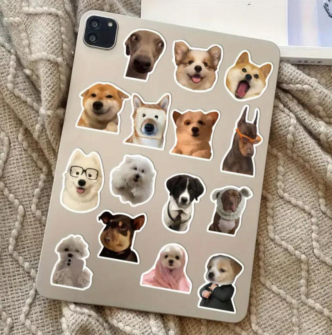 Наклейки Стикеры с мемами собаками. Водонепроницаемые виниловые эстетические наклейки, набор 50 штук Киев - изображение 1