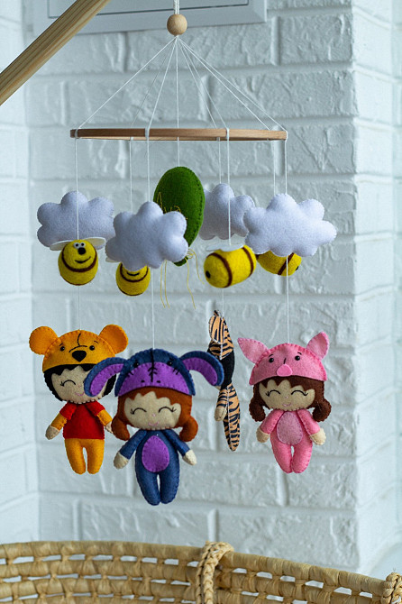 Дитячий мобіль на ліжечко для немовлят WooolyWool «Веселі дівчатка» Київ - фото 6