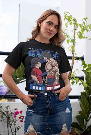 Футболка для мальчика аниме Баки Ханма Грапплер Йуджиро оверсайз (рост от 165 до 180 ) Черний AnimeJ0506m Днепр