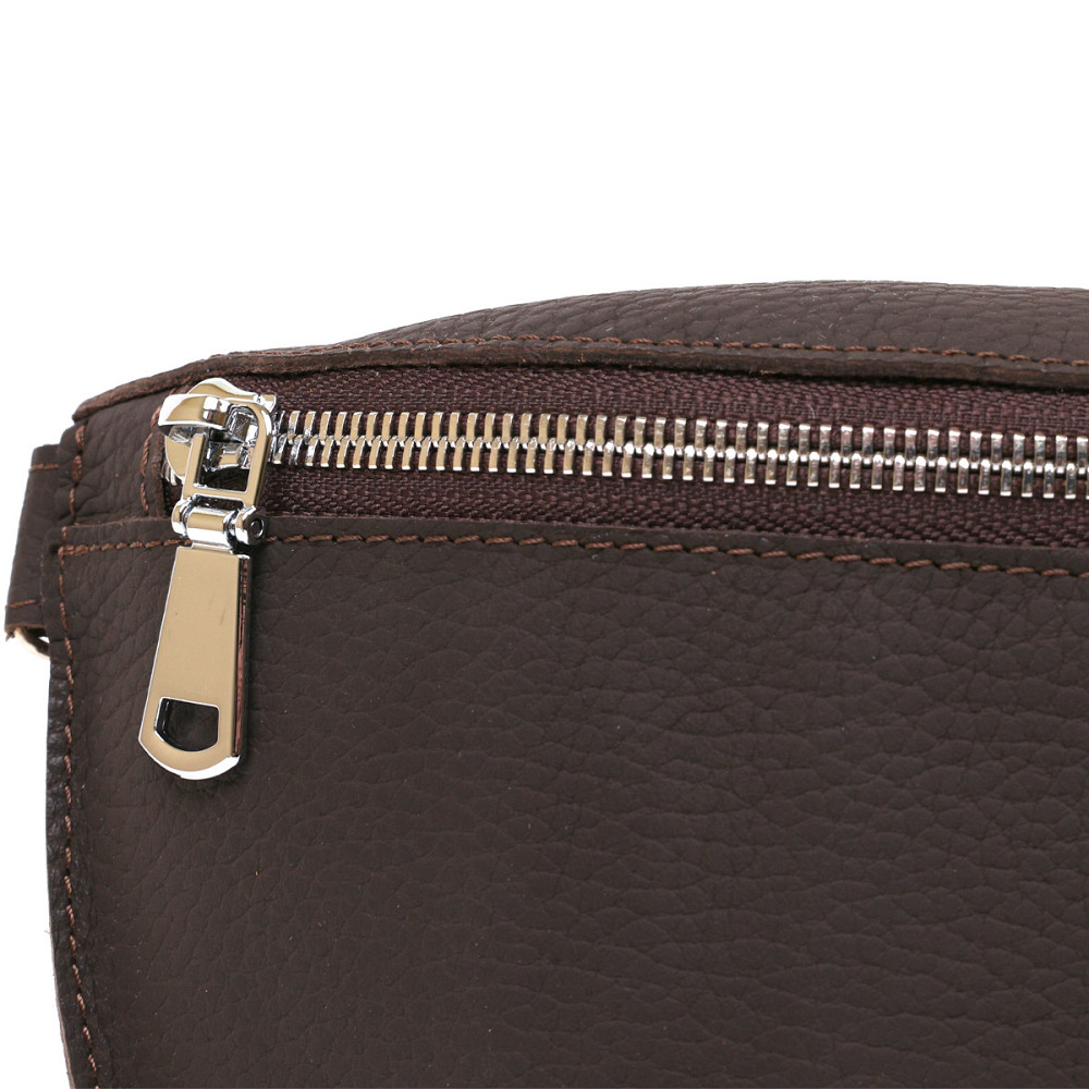 Кожаная матовая бананка Shvigel 16381 Коричневый Киев - изображение 4