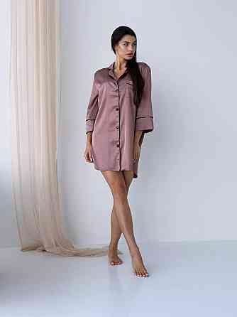 Женская ночная рубашка удлиненная шелковая L Шоколадный Харьков