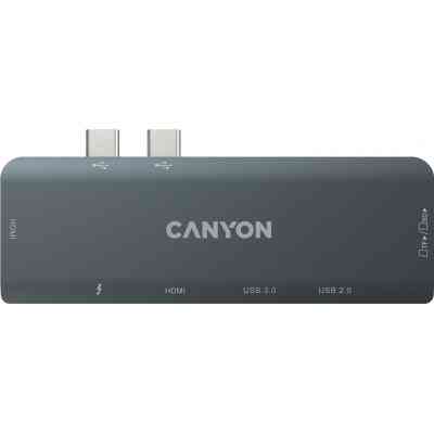 Концентратор Canyon 1*Type C PD100W+2*HDMI+1*USB3.0+1*USB2.0+1*SD+1*TF (CNS-TDS05B) Винница