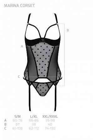 Корсет Passion MARINA CORSET, XXL/XXXL, black, с открытыми чашками Sex Aura Киев