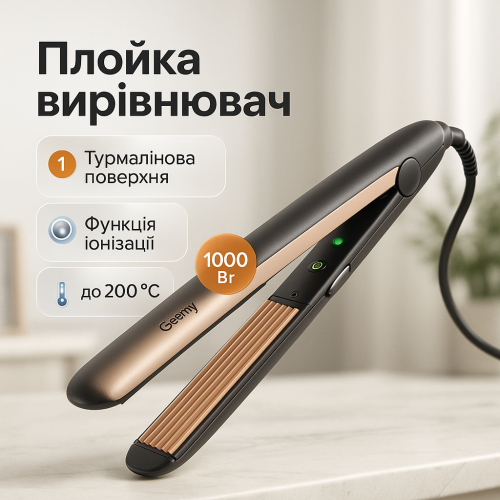 Утюжок для волос с индикатором нагрева Gemei GM-2955W, Выпрямитель для волос с турмалином AP-51 Львов - изображение 18