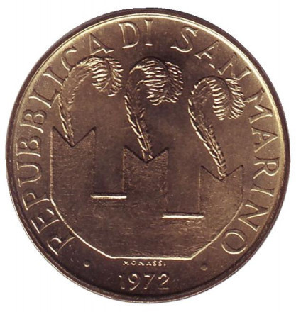 Путники. Монета 20 лир. 1972 год, Сан-Марино.UNC Полтава - изображение 1