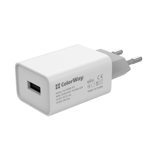 Зарядний пристрій мережевий USB 2,0A 10W білий ColorWay CW-CHS012-WT Житомир