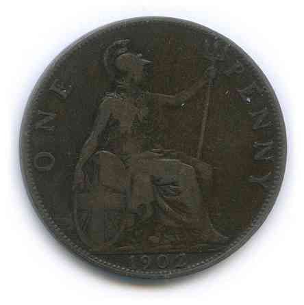 Монета Великобританія 1 пенні (penny) 1902-1916 Едуард VII Полтава
