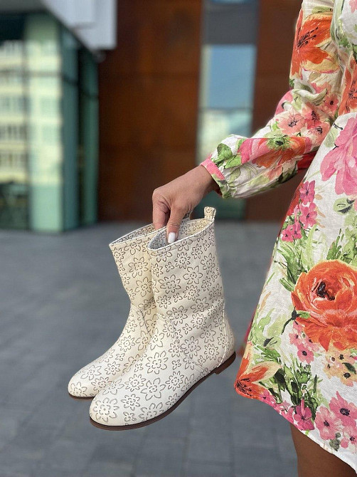 Nivelle Черевики жіночі NIVELLE бежеві шкіра натуральна висота 21см обхват 32-34см розмір 37 (5 Коломия - фото 7