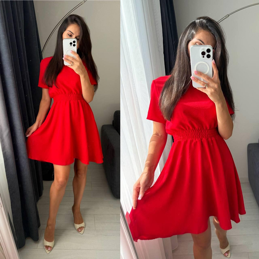 Жіноче легке приталене базове плаття креп жатка Червоний, 46/48 Одеса - фото 1