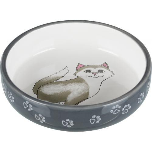 Миска Trixie для котів коротконосих порід, керамічна, 15 см, 300 мл (сіра/біла) Київ - фото 1