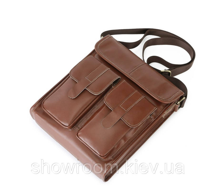 Сумка чоловіча через плече Leather Collection (368) коричнева шкіряна Київ - фото 6