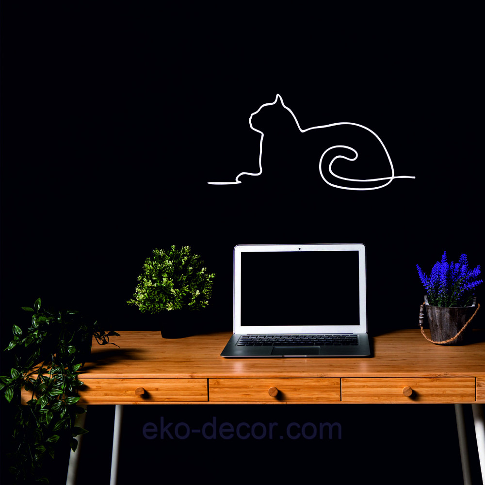 Декоративное настенное 3D Панно «Кот» Декор на стену с объемом 50*23 см, Белый Киев - изображение 6