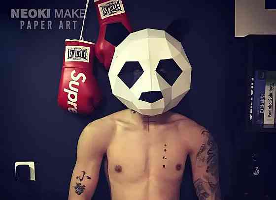 Маска панды RESTEQ из картона — 3D-маска для взрослых, бумажная панда для ручной сборки своими руками Киев