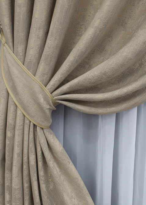 Комплект коротких штор VR-Textil Жаккард Sultan XO № 1683ш Капучино 130х170 см 2 шт (35-0328) Киев - изображение 4