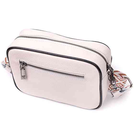 Стильна жіноча сумка з палітуркою з натуральної шкіри Vintage 22407 Біла Київ