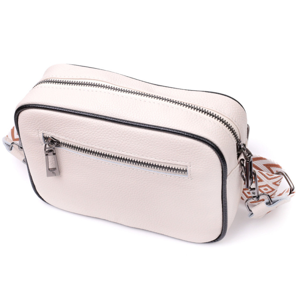 Стильна жіноча сумка з палітуркою з натуральної шкіри Vintage 22407 Біла Київ - фото 2