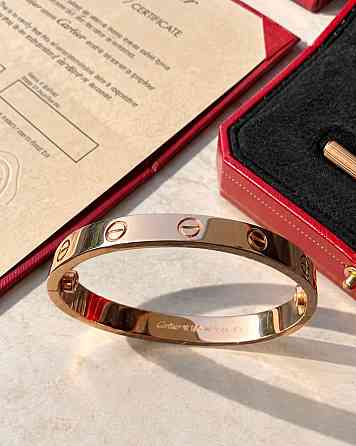 Cartier love браслет із викруткою у ніжному рожевому золоті | Лаконичний, без каміння | В комплекті оксамитовий мішечок Одеса