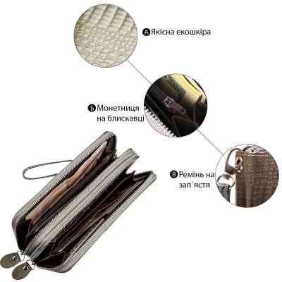 Кошелек Kivi Из экокожи Серый (19024) Винница