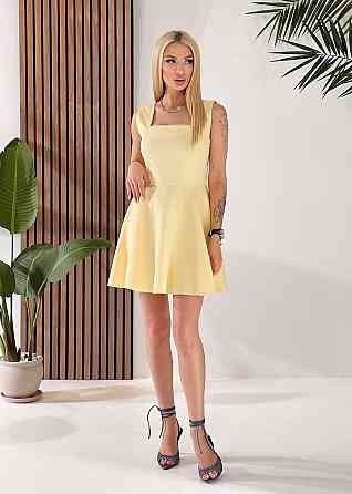 Жіноче стильне вечірнє плаття зі щільного костюмного матеріалу Лимонний, 44 Одеса