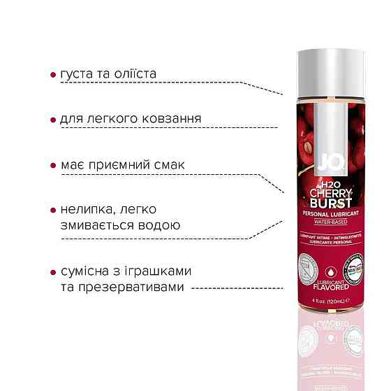 Смазка на водной основе JO H2O — Cherry Burst (120 мл) без сахара, растительный глицерин Sex Aura Киев