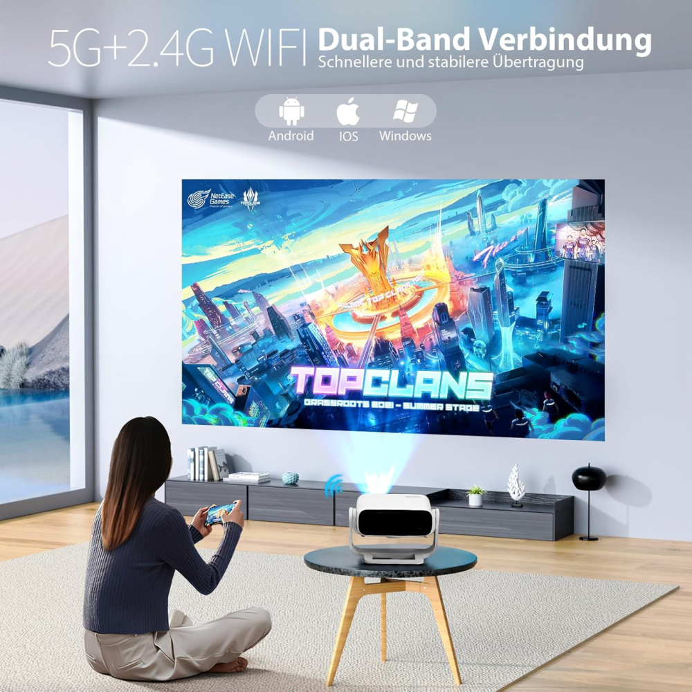 Проектор Wielio AT-M269A Full HD Wi-Fi Bluetooth Новий розумний проектор 2025 року, вбудовані додатки, Android 11 Київ - фото 7