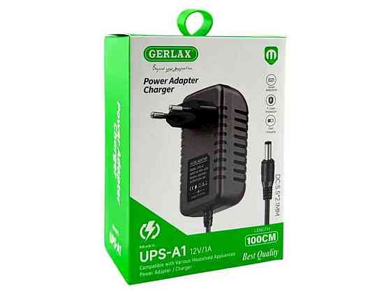 Блок живлення UPS-A1 12V 5.5x2.5mm 1A чорний 29790 ТМ Gerlax Київ