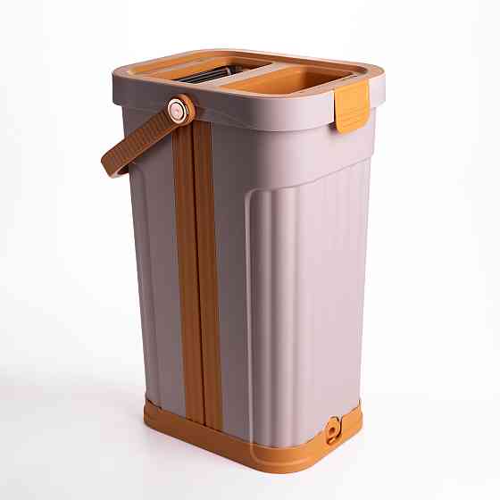 Швабра з відром 16 л для миття підлоги з віджимом плоска насадка з мікрофібри набір для прибирання будинку HP-35015-58 Коломия