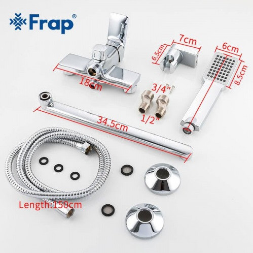 Смеситель для ванны с душевым гарнитуром Frap F2246 хром Киев - изображение 9