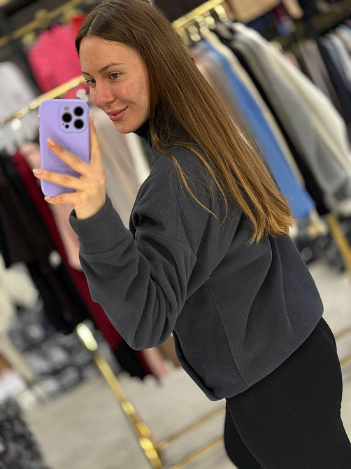 Жіноча стильна та комфортна худі в спортивному стилі Турецький фліс "PoIar" Графіт, 42/44 Одеса - фото 5