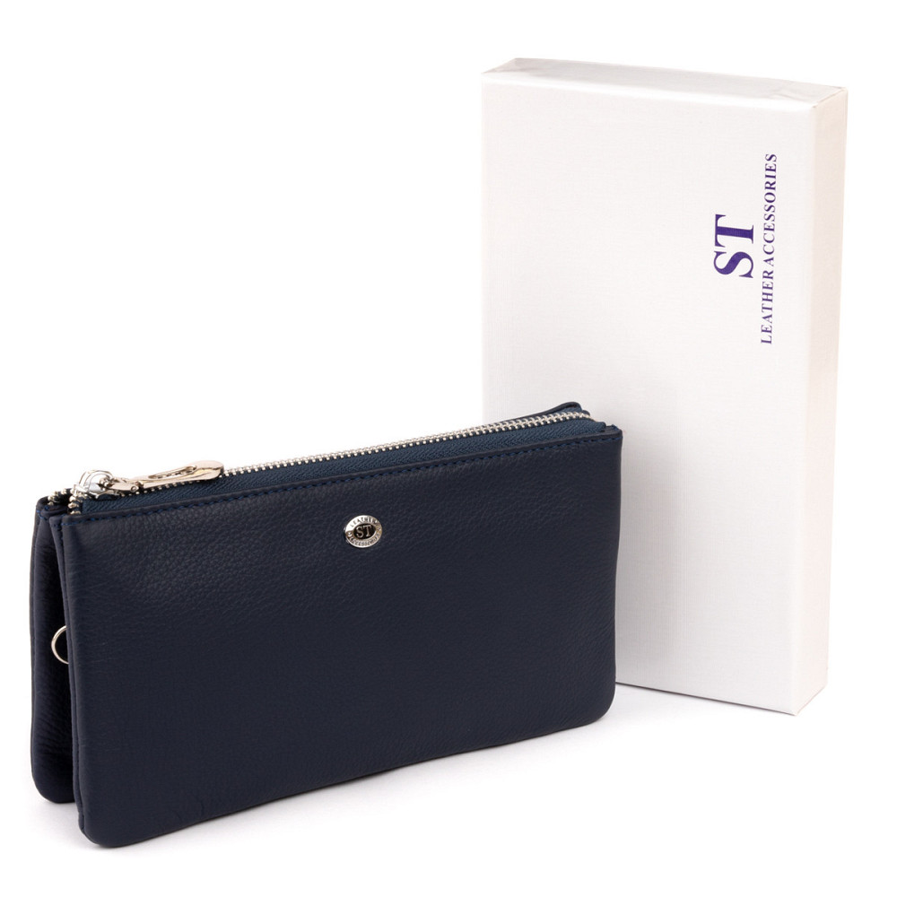 Місткий клатч на два відділення жіночий Синій (ST Leather) Київ - фото 1