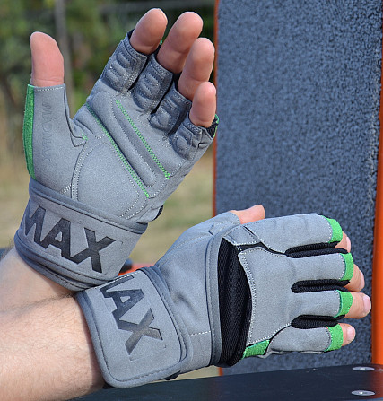 Рукавички для фітнесу MadMax MFG-860 Wild Grey/Green M Каменское - изображение 5