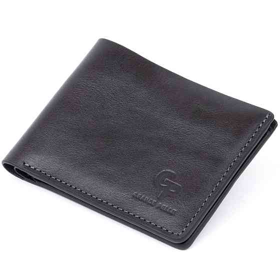 Горизонтальне портмоне в гладкій шкірі без застібки GRANDE PELLE 11311 Чорне Київ