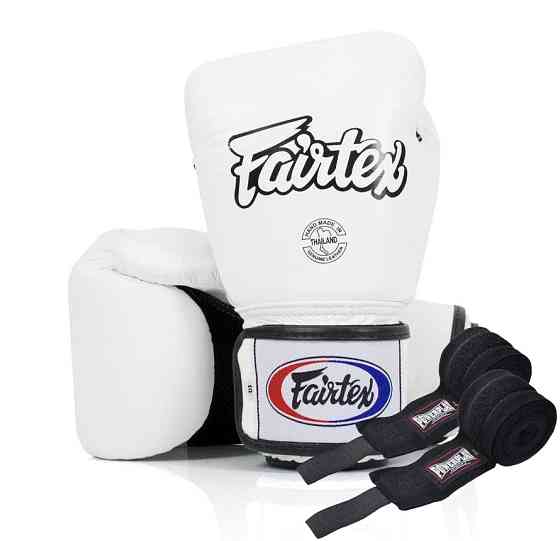 Боксерські рукавиці Fairtex BGV1 White 14 унцій (бинти в комплекті) Каменское