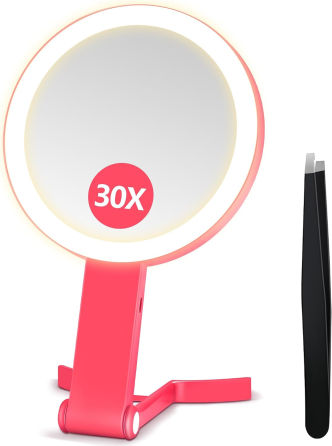 Дзеркало для макіяжу B Beauty Planet 30X/1X, 56 LED, 3 режими світла, акумулятор 1500 мАг, Type-C, складне, біле Київ