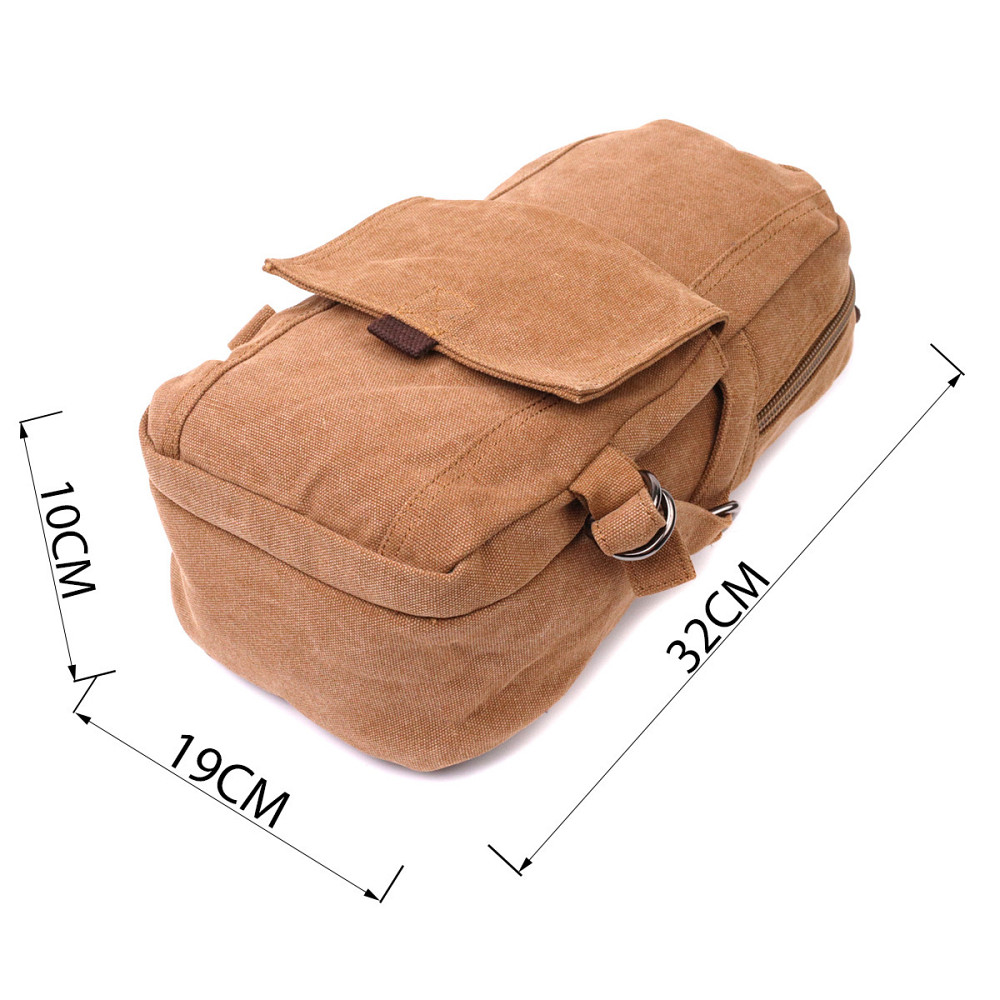 Місткий текстильний рюкзак у стилі мілітарі Vintagе 22180 Коричневий Київ - фото 4