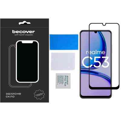 Стекло защитное BeCover Realme C53 Black (710105) Винница