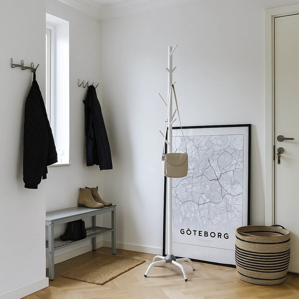 Вешалка для верхней одежды и головных уборов высота 174 см напольная на ножках,стальная, белая Каменец-Подольский - изображение 5