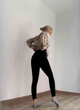 Женские теплые лосины в рубчик Черный 42/44 Харьков