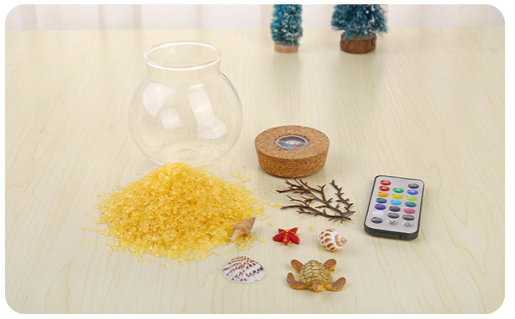 Ночник Аквариум в банке Пульт мультицвет, светящаяся бутылка, подарочный набор собери сам! Желтый с рыбками Кременчуг - изображение 2