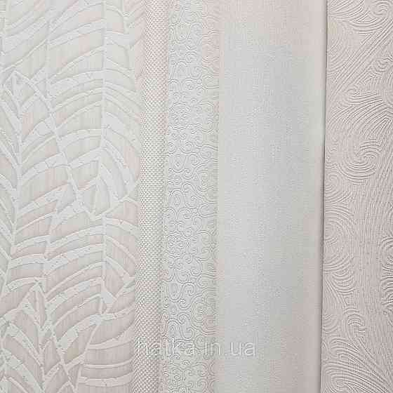 Шпалери метрові вінілові на флізелін Villa Marburg Lombardi геометрія абстракція листя білі на сріблястому Київ