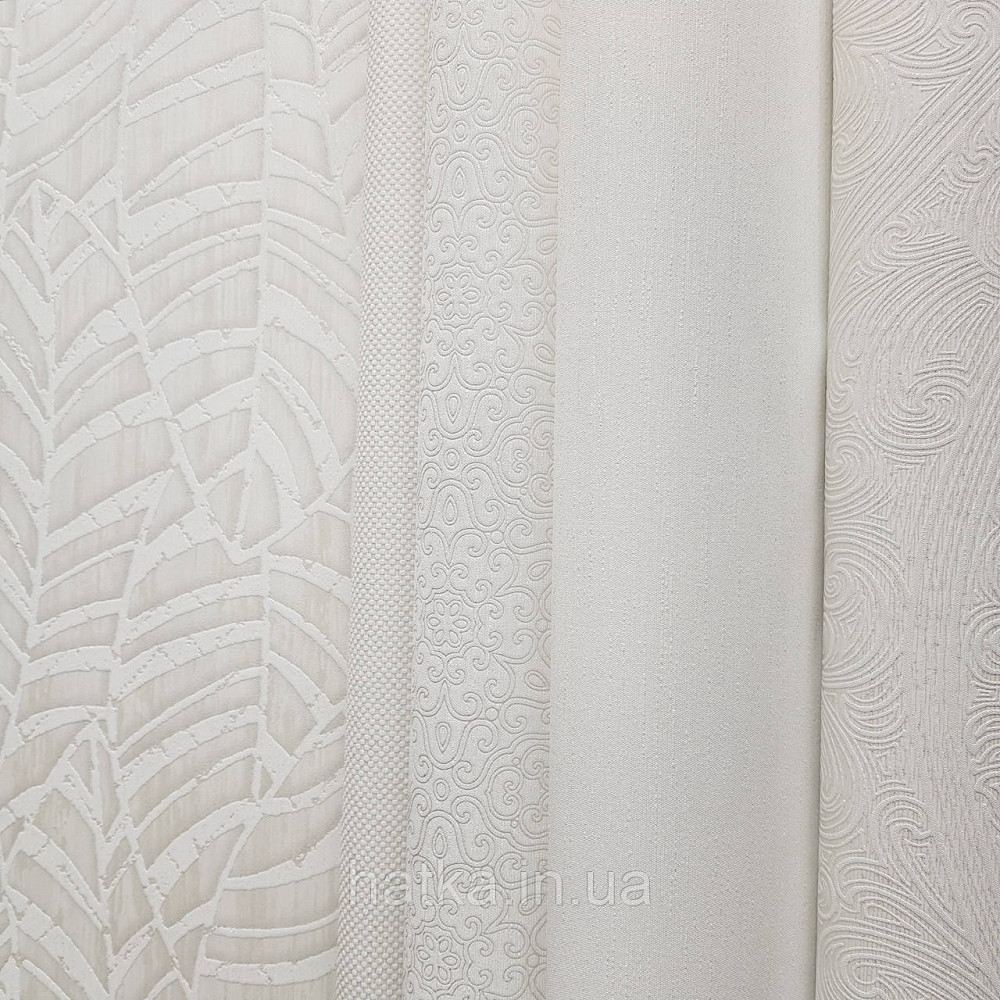 Шпалери метрові вінілові на флізелін Villa Marburg Lombardi геометрія абстракція листя білі на сріблястому Київ - фото 3