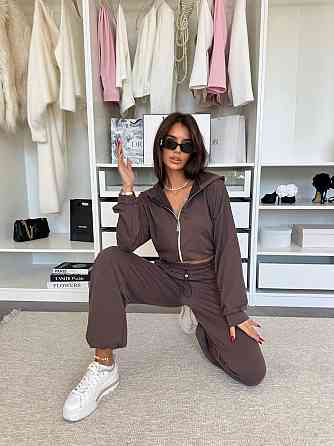 Женский прогулочный костюм двойка: зип худи и штаны двунитка Шоколад, 46/48 Одесса