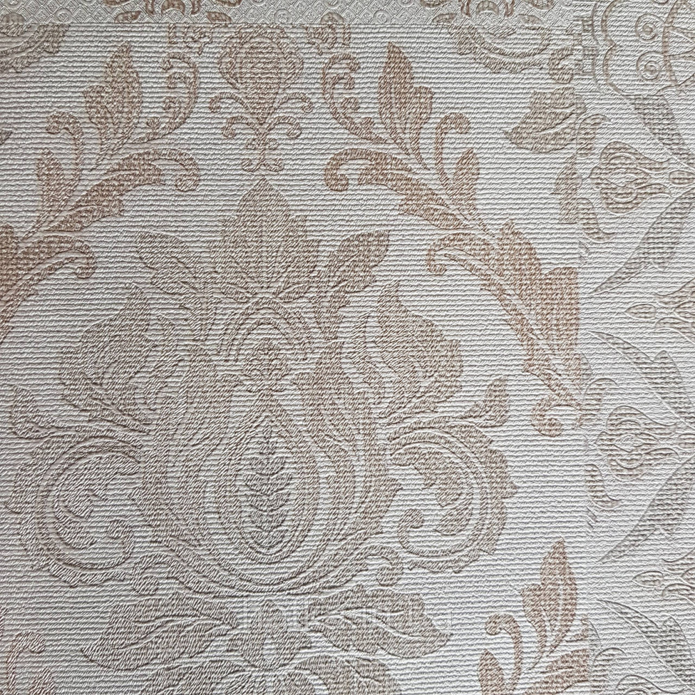 Шпалери метрові вінілові на флізелін Yuanlong Samsara східний стиль під килим бежеві срібло на білому 3д Київ - фото 2